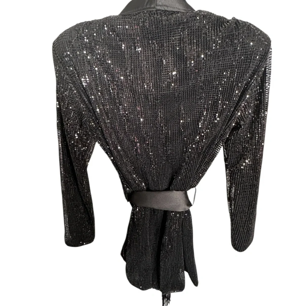 PrettyLittleThing Black Sequin Mini Dress - Picture 4 of 5